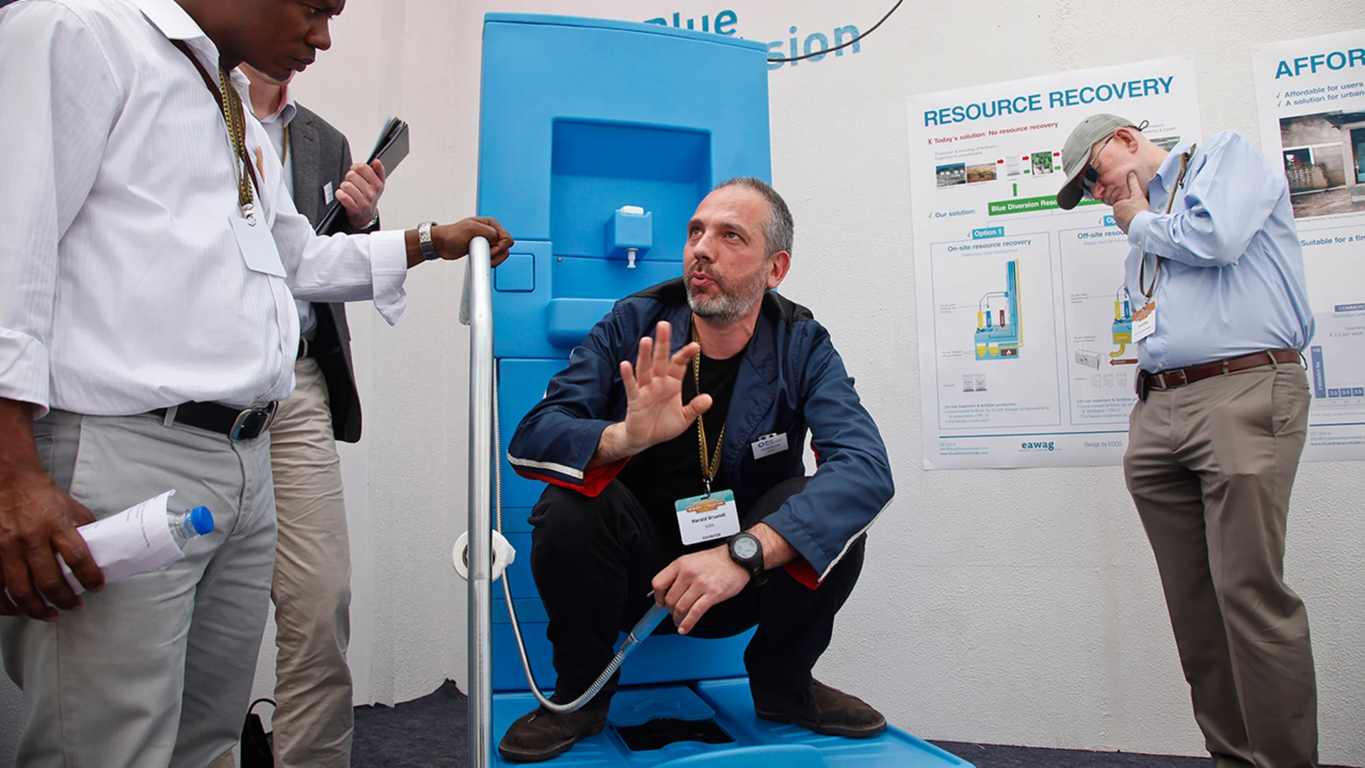 A reinvented toilet on display at the Gates Foundation fair